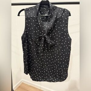 Ann Taylor Black and White Polka Dot Sleeveless Blouse